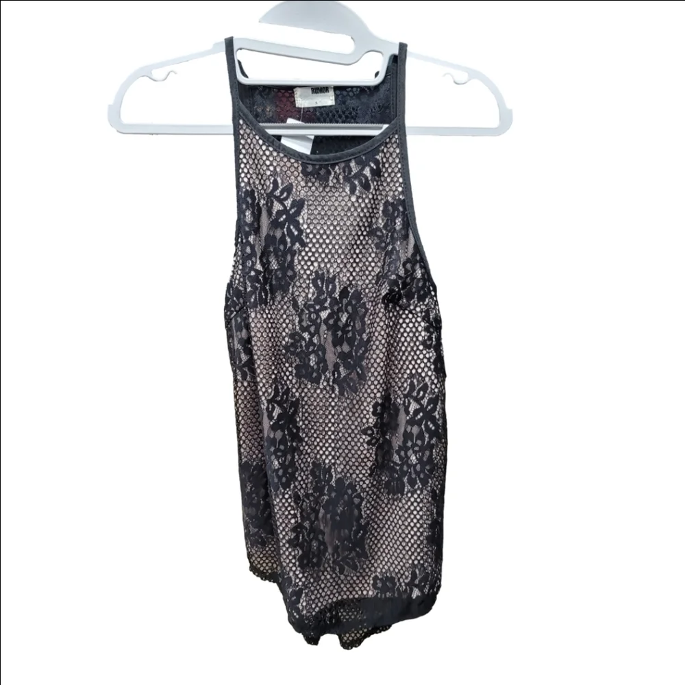 NWT Rumor Boutique Elegant Black Lace Tank Top - Picture 1 of 7